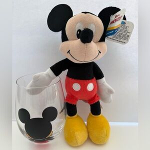 Mickey Mouse Plush and Glass Set